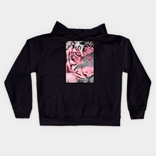 Blush pink - black & white - 1990s tiger Kids Hoodie